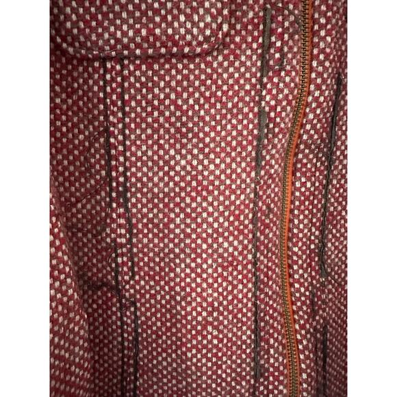 Hinge Jacket Women's Medium Tweed Wool Blend Bohemian Cottagecore Red Gray - Picture 3 of 8
